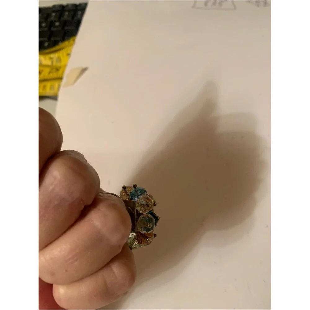 Multicolor Crystal Cluster Statement Ring - Women Jewelry Vintage